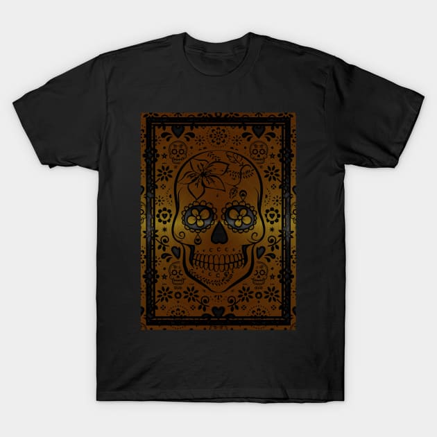 Gold sugar skull T-Shirt by Durro